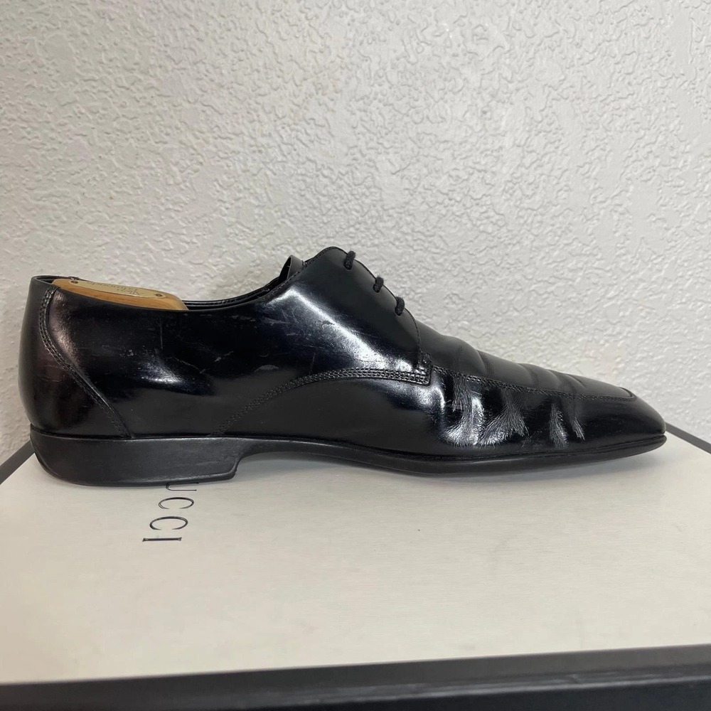 Salvatore Ferragamo Black Leather Oxford Dress‎ Shoes Lace up Men's 10.5 D